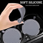 2PCS Bling Cup Holder Coaster, 2.75 Inch Auto Car Cup Holder Insert Coasters, Soft Silicone Anti-Slip Shockproof, Universal Vehicle Interior Accessories for Women Girls (Gray & White)