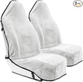 Towel Seat Cover, Waterproof Car Seat Protectors for Gym, Workout & Active Lifestyle, Universal Fit for Car SUV Truck Van, Non-Slip 3 Strap Design, Machine Washable, 2 Pack White