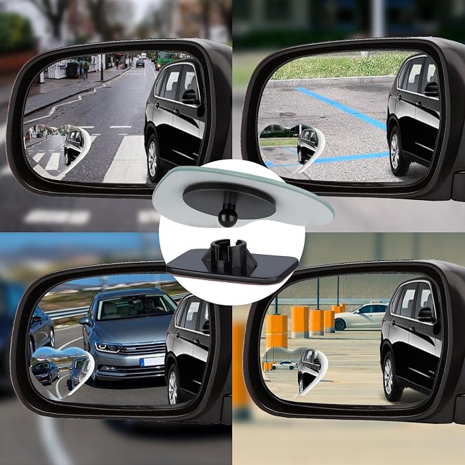 Blind Spot Mirrors 2 Pack, Frameless Side Mirror Blindspot Convex HD Glass Car Accessories, Side View Mirror Blindspot with Wide Angle Adjustable Stick for Car SUV and Trucks