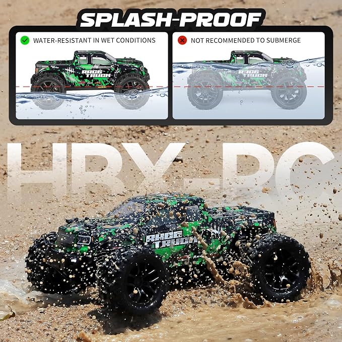1:18 Scale All Terrain RC Car 18859, 36 KPH High Speed 4WD Electric Vehicle with 2.4 GHz Remote Control, 4X4 Waterproof Off-Road Truck with Two Rechargeable Batteries