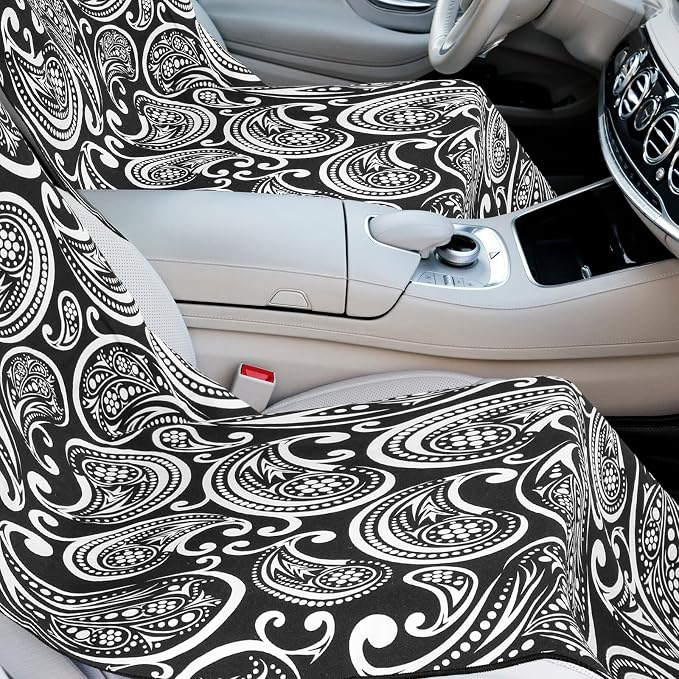 Car Seat Towel Covers with Storage Bag, 63 x 32 Inch Universal Non Slip Waterproof Sweat Protector for Car Truck, Gym Swimming Running, Machine Washable(2 Pack,Paisley)