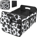 Trunk Organizer for Car, 72L Collapsible Waterproof Car Organizers and Storage, Car Accessories for Women and Men, Multi-Compartment Storage Organizer for SUV, Cow Print
