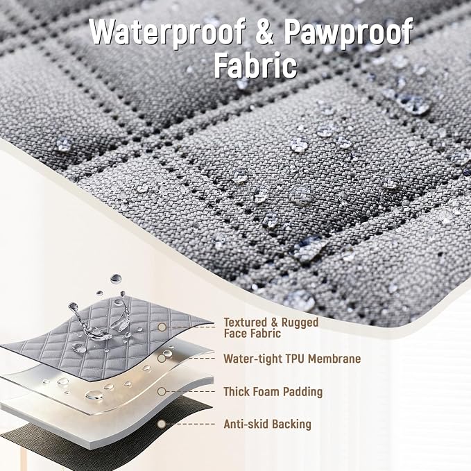Dog Car Seat Cover for Back Seat, Heavy Duty Nonslip Car Seat Protector for Child Car Seat, Waterproof Bench Seat Cover for Dogs and Kids, Compatible with Armrest, Fits Sedan (Grey)