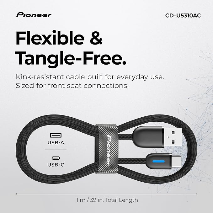 3.25 FT USB A to USB C Cable for CarPlay & Fast Charging Phone Charger Cord– Durable Braided Nylon Car Charger Cord Type C with Blue LED for iPhone, Android, Wired Apple CarPlay & Android Auto