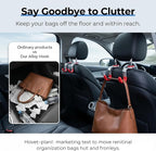 2 PCS Car Seat Headrest Hooks, Solid Alloy Car Purse Hook for Backpacks and Bags, Hidden Design Vehicle Storage Organizer, Universal for Most Cars, SUVs, Trucks (Red)