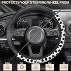 Abstract Black Spots Steering Wheel Cover, Elastic Non-Slip Steering Wheel Protector,Auto Interior Decor for Women Girls,Universal 15" Fit for Sedans,Trucks