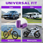 12PCS Tire Valve Stem Caps, Car Exterior Accessories, Aluminum Alloy Valve Cover Universal for Cars, Trucks, Motorcycles and Bicycles (Purple)