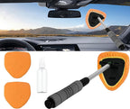 Car Windshield Cleaner Tool with Reusable Microfiber Pads Extendable Handle (1, Orange)