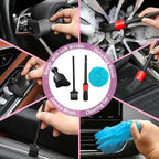 10pcs Windshield Cleaner Tool, Car Window Cleaning Wash Kit with 4 Reusable Microfiber Pads 1 Spray Bottle and Extendable Handle Auto Glass Wiper Kit, Pink
