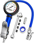 GERCHWAY Tire Inflator with Pressure Gauge and Longer Hose - Most Accurate, Heavy Duty Air Chuck with Gauge for Air Compressor Tire Inflator Attachment - 100PSI