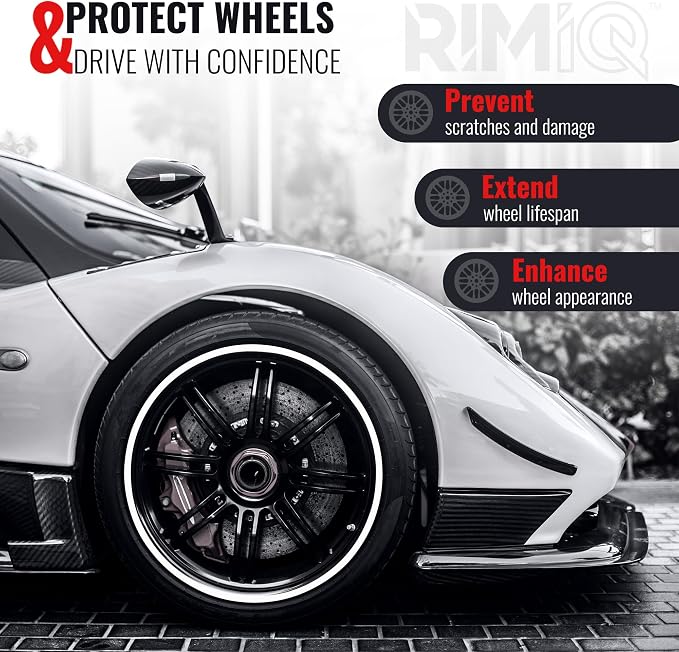 PROTECTiQ PRO Universal Rim Protection Trim - Curb Rash Guard with Award-Winning Patented Design and Premium 3M Tape - Fits Up to 4X 24 Wheels, Cars, Trucks, SUVs - White