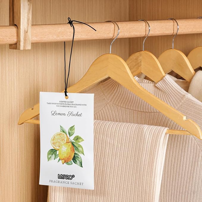 12 Packs Lemon Scented Sachets for Drawer Closet Bathroom Odor Eliminator - Fresh Home Fragrance Car Air Frehener