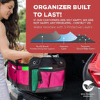 Pink Car Accessories For Women, Trunk Organizer For Car, Suv, Jeep Premium Adjustable Multi Compartments Collapsible (Large Capacity)