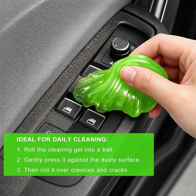 Car Cleaning Gels, Reusable Dashboard Dust Removal Slime Auto Detail Cleaner, Universal Cleaning Putty Air Vent Dusting Mud Fits for Vehicles Keyboards Laptops Keys (Green)