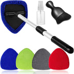 7pcs Windshield Cleaner Tool Car Window Cleaning Wash Kit with 4 Reusable Microfiber Pads 1 Spray Bottle and Extendable Handle Auto Glass Wiper Kit, Multicolor