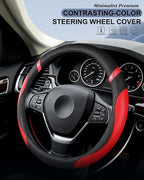 Steering Wheel Cover for Women Leather Universal Steering Wheel Cover for Car 15 inch (Red)