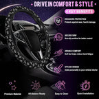 Racing Flag Steering Wheel Cover for Women Men Neoprene Breathable Black and White Checkered Flag Wheel Cover Protector Anti-Slip Car Accessories Universal 15 Inch Fit for Cars Trucks Vehicles