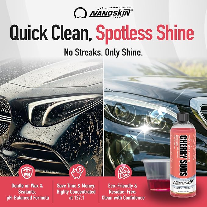 CHERRY SUDS Foaming Car Wash Shampoo 1 Gallon - Works with Foam Cannon, Foam Gun, Bucket Washes, Car Soap for Pressure Washer | Safe for Cars Trucks, Motorcycles, RVs & More | Cherry Scented