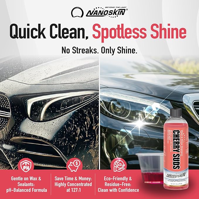 CHERRY SUDS Foaming Car Wash Concentrated Shampoo 5 Gallons for Foam Cannons, Foam Guns, Bucket Washes | Pressure Washer Safe, Cherry-Scented Soap | Ideal for Cars, Trucks, Motorcycles, RVs