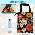 Car Garbage Bag Abstract Floral and Green Leaves Hanging Canvas Car Trash Bag Drawstring Car Back Seat Organizer for Car Back Front Seat Console with Adjustable Buckle