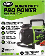 40083 Tire Inflator, Super Duty Pro Power, Battery Connection, Dual Piston, with Digital 0-99 psi Gauge, Long Hose and LED Light, Alligator Clips, 2 min Inflation