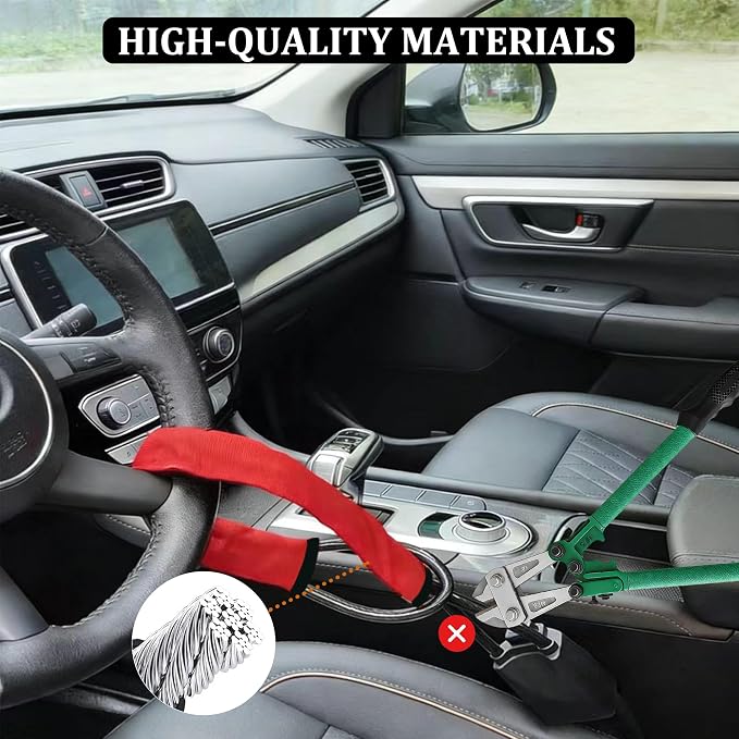 Car Steering Wheel Lock, Reliable Club Steering Wheel Lock Anti-Theft Device with 3 Keys, Max 17 Inch Length, Fits Most Vehicles, Trucks, SUVs, Vans, Golf Car Security Device - Red