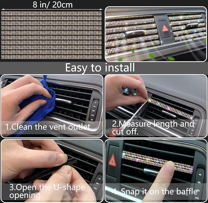27 PCs Multicolor Bling Car Accessories Set for Women, Steering Wheel Covers Universal Fit 15 Inch, Bling License Plate Frame, Bling Phone Holder, Bling Car Coasters