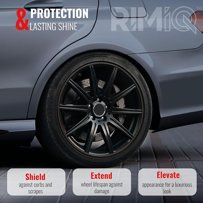 PROTECTiQ Universal Wheel Protection - Trim Easy to Apply with Automotive 3M Tape. 6 Colors - Fits Up to 24" Rims - Including Tesla - Black