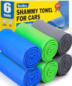 6 Pack Premium Shammy Cloth for Car Drying, 26”x17” Chamois Towel for Car, Super Absorbent Shammy Towel for Car, Reusable Soft Car Drying Towels