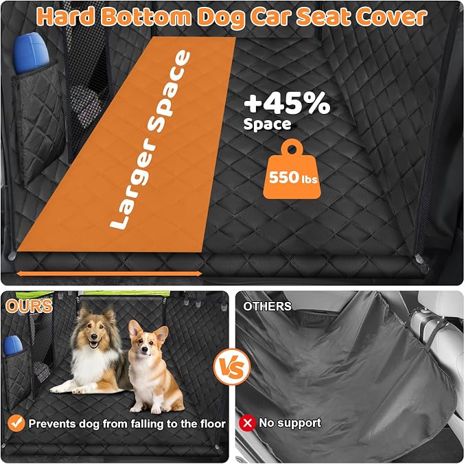 Upgraded Back Seat Extender for Tesla Model Y - Large Hard Bottom Dog Car Seat Cover Holds 550lbs, Waterproof Dog Hammock Pet Bed with High-Density Foam Non-Slip Backseat Protector