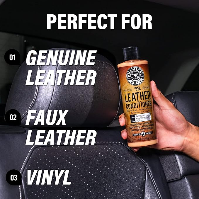 SPI410 Leather Cleaner and Conditioner Bundle with ACC_S95 Long Bristle Horse Hair Leather Cleaning Brush, Safe for Car, Home, Office, & More (3 Item Bundle with 2-16 fl oz Bottles)