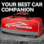127-Pieces Roadside Car Emergency Kit Include Mini First Aid Kit, Jumper Cables,Tow Rope, Bandage, Safety Vest, Emergency Triangle, All in One Pack