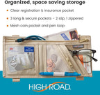 Car Visor Organizer with Zippered Pockets, Sunglasses Sleeve and Clear Photo or Registration and Insurance Pocket - Heavy Duty Straps Fit Most Car, SUV and Truck Visors - Tan