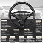 Car Steering Wheel Cover for Medium Standard Size Steering Wheels with 14 1/2-15 inches Outer Diameter, Black Microfiber Leather