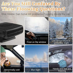 Car Heater, 200W Portable Windshield Defroster Fast Heating and Cooling Auto Defogger Window Defroster Automobile Windscreen Heaters Plug in Cigarette Lighter Heaters with 360 Degree Rotary (12V)