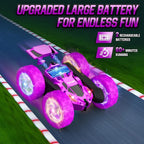 Remote Control Car for Kids, Stunt RC Cars with Cool Wheel Lights, Double-Sided Driving, 360-degree Rotation Boys & Girls Toys for Ages 6 7 8 9 10-12 Kids, Valentines, Birthday Idea