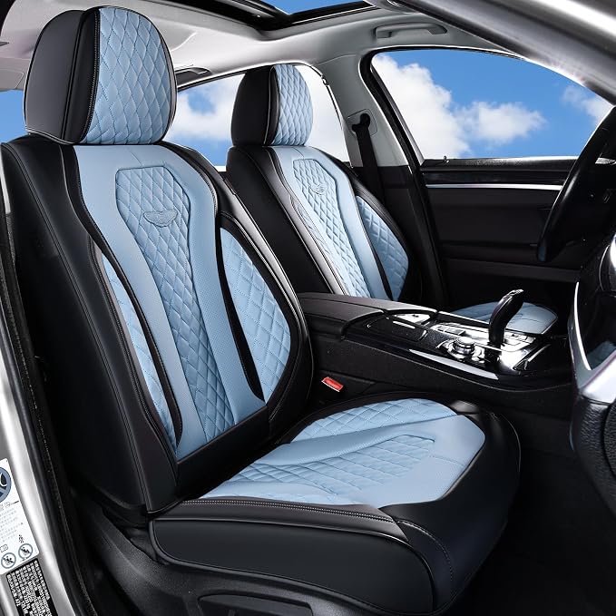 Seat Covers, Car Seat Covers Full Set, Blue Car Seat Cover, Driver Seat Covers Front Seats Rear Seat Cover, Luxury Car Seat Cushion,Leather Seat Cover Seat Protector Fit for Most Cars