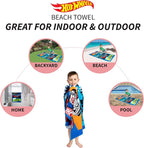 Kids Super Soft Cotton Bath/Pool/Beach Towel, 58 In x 28 In, Hot Wheels
