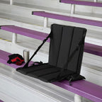 Heated Stadium Seat, Foldable, Lightweight with Carrying Strap, Foam Cushion for Comfort, Adjustable, Back Support, Multi-Functional Use As Stadium Seat or Seat Pad, Black Dyed Solid