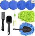 9Pcs Auto Cleaning Tools Set Contains Wheel Brush, Wash Mitt Microfiber, Foam Sponge Wax Applicator, Extendable Handle Interior Duster and 2 in 1 Air Vents Dashboard Clean Brush