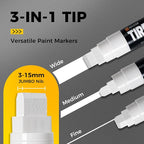 Jumbo Tire Marker White - 4 Pack 15mm Wide Tip Paint Pens for Car Tires Lettering, Large Capacity Premium Ink Waterproof Permanent Markers
