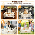Dog Car Seat for Medium/Large Dogs up to 60 lbs, Memory Foam Dog Booster Seat with Thick Cushion, Pet Car Seat for Back with Detachable Washable Cover, Storage Pockets for SUV, Pick Up, Trunk, White