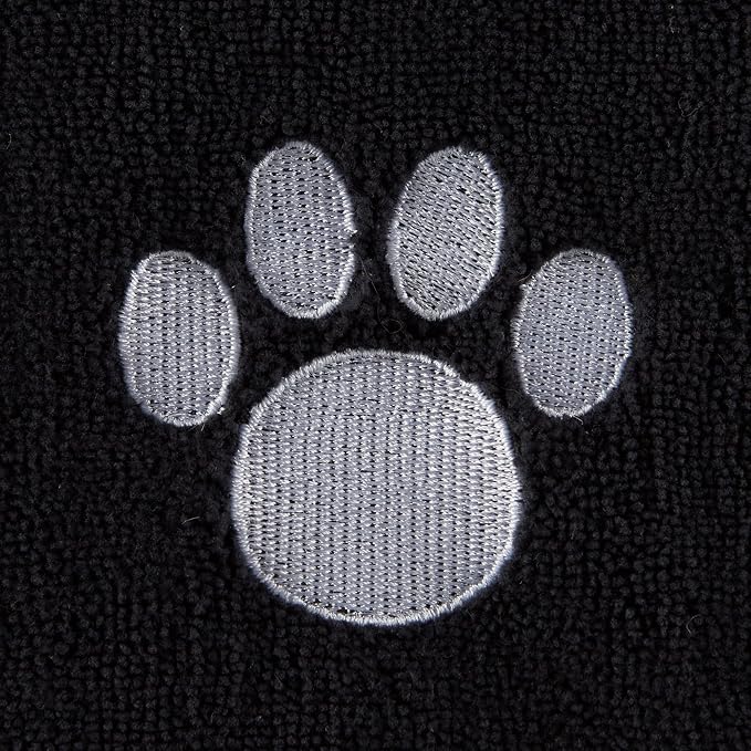 Pet Grooming Towel Collection Absorbent Microfiber X-Large, 41x23.5", Embroidered Black