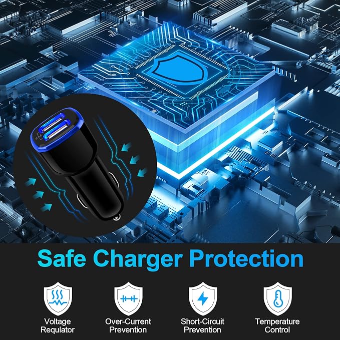 Car Charger for iPhone, 3Pack 2.4A Dual Port Fast Charge Car Lighter USB Adapter Car Plug Charger for iPhone 16e 16 15 14 13 12 11 Pro Max SE XR XS X 8 7 6,Samsung S23 S22 S21 S20 S10 S9 S8 S7,Android