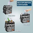 Femuar Car Trash Can with Lid - Leak Proof, Waterproof, Zebra Stripe, SUV Multipurpose Car Hanging for Headrest, Collapsible, Portable with Storage Mesh Pocket