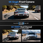 Front 4K & Rear 1080P Dash Cam for GMC Sierra 1500 2022-2026 | UHD 2160P Video,Built-in WiFi & APP,Loop Recording,G-Sensor, f/1.6 Aperture,No Wiring,Hidden OEM Style,128GB Card
