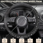 Sun Moon and Steering Wheel Cover, Stars Constellation Elastic Non-Slip Steering Wheel Protector,Auto Interior Decor for Women Girls,Universal 15" Fit for Sedans,Trucks