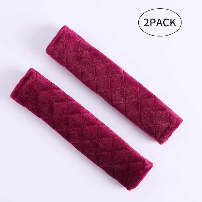 Soft Auto Seat Belt Cover Seatbelt Shoulder Pad Cushions 2 PCS for a More Comfortable Driving Universal Fit for All Cars and Backpack Wine Red