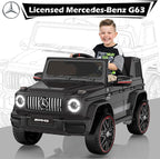 Licensed Mercedes-Benz G63 Car for Kids, 12V 7AH Ride on Car w/Parent Remote Control, LED Headlights, Music Player & Horn, Soft Start, Low Battery Prompt, Kids Electric Car (Dark Black)