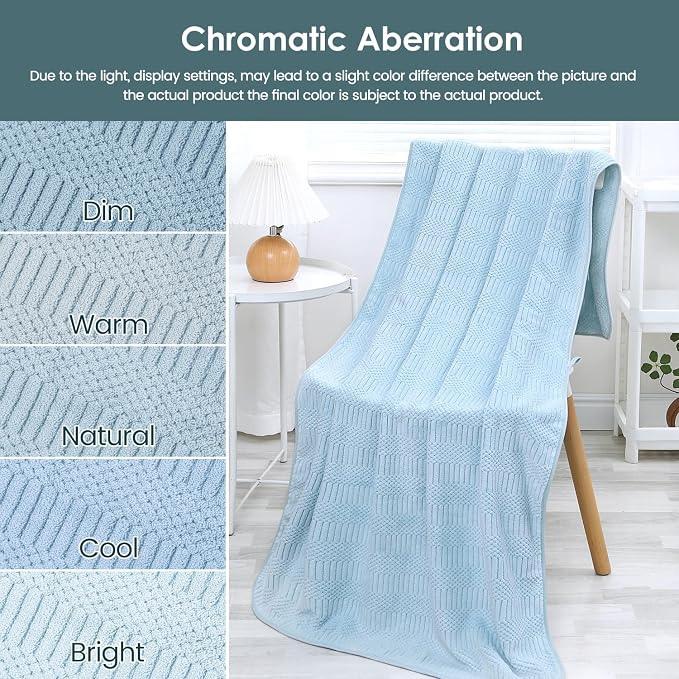 Microfiber Bath Towels, Large Bathroom Towel 2 Pack (30" x 60"), Oversized, Soft, Super Absorbent and Fast Drying, Multipurpose Use for Sport, Fitness, Yoga, Diamond Cross Grid Light Blue